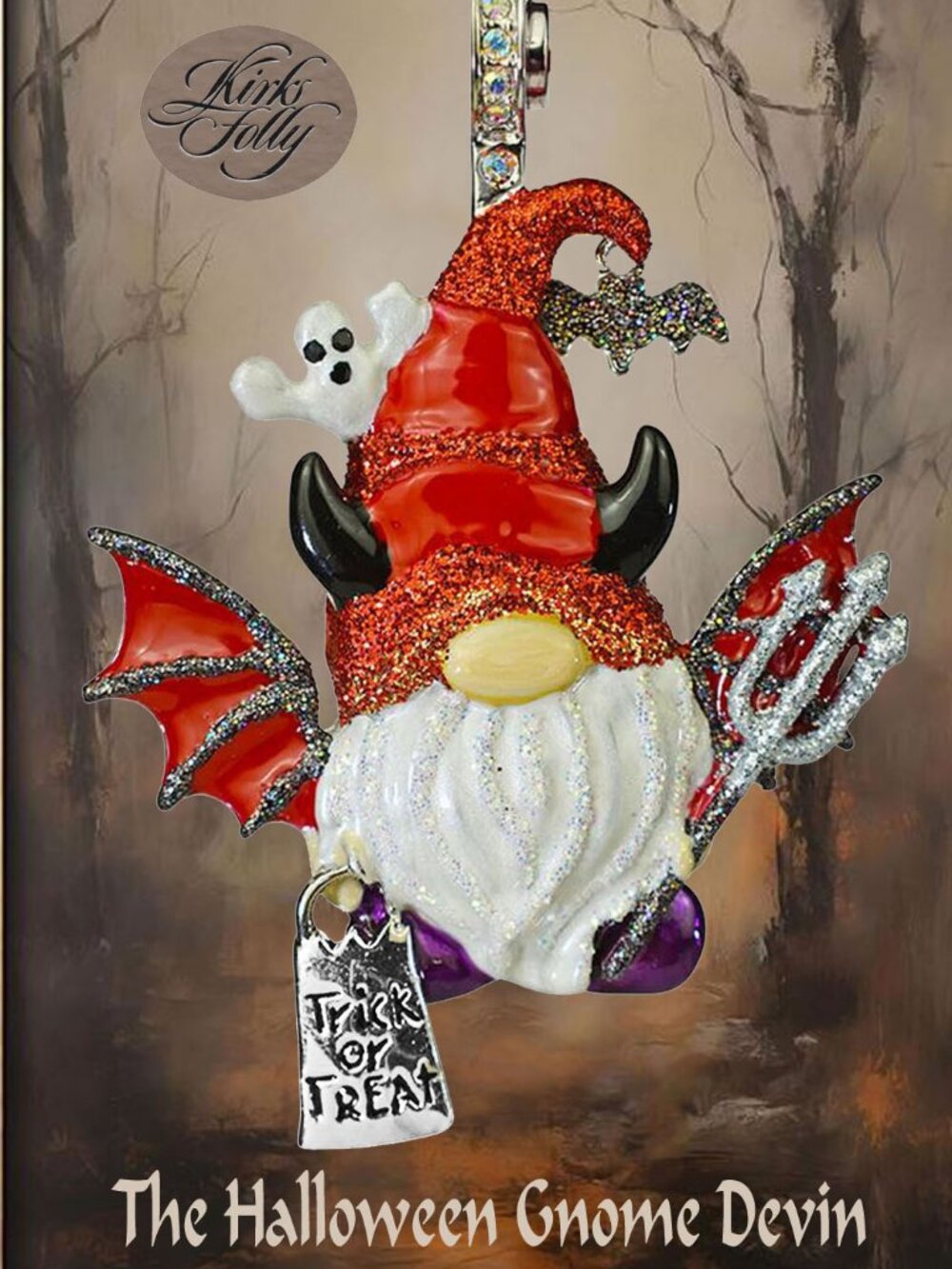 Kirks Folly 𝐃𝐄𝐕𝐈𝐍 THE GNOME Hallowen Magnetic Enhancer Pendant Silvertone